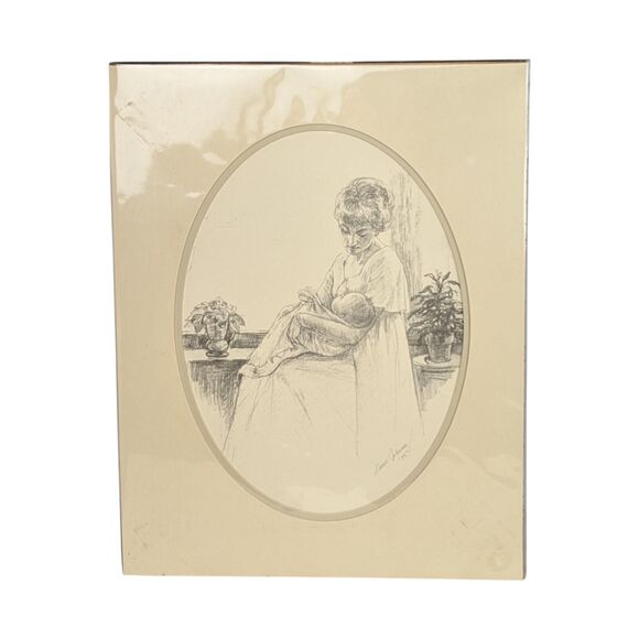 1975 Sharon Johnson Mother and Child Prints: Vintage Nursery Wall Art, Set of 2 - Picture 5 of 7